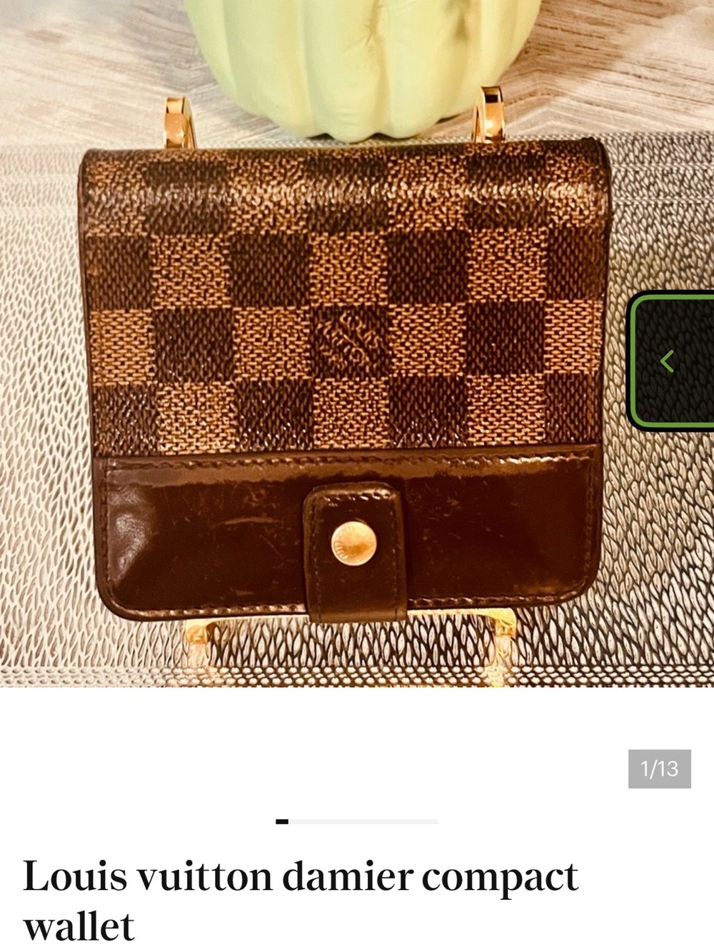 Louis Vuitton Damier Canvas Compact Wallet in Dark Brown and Tan